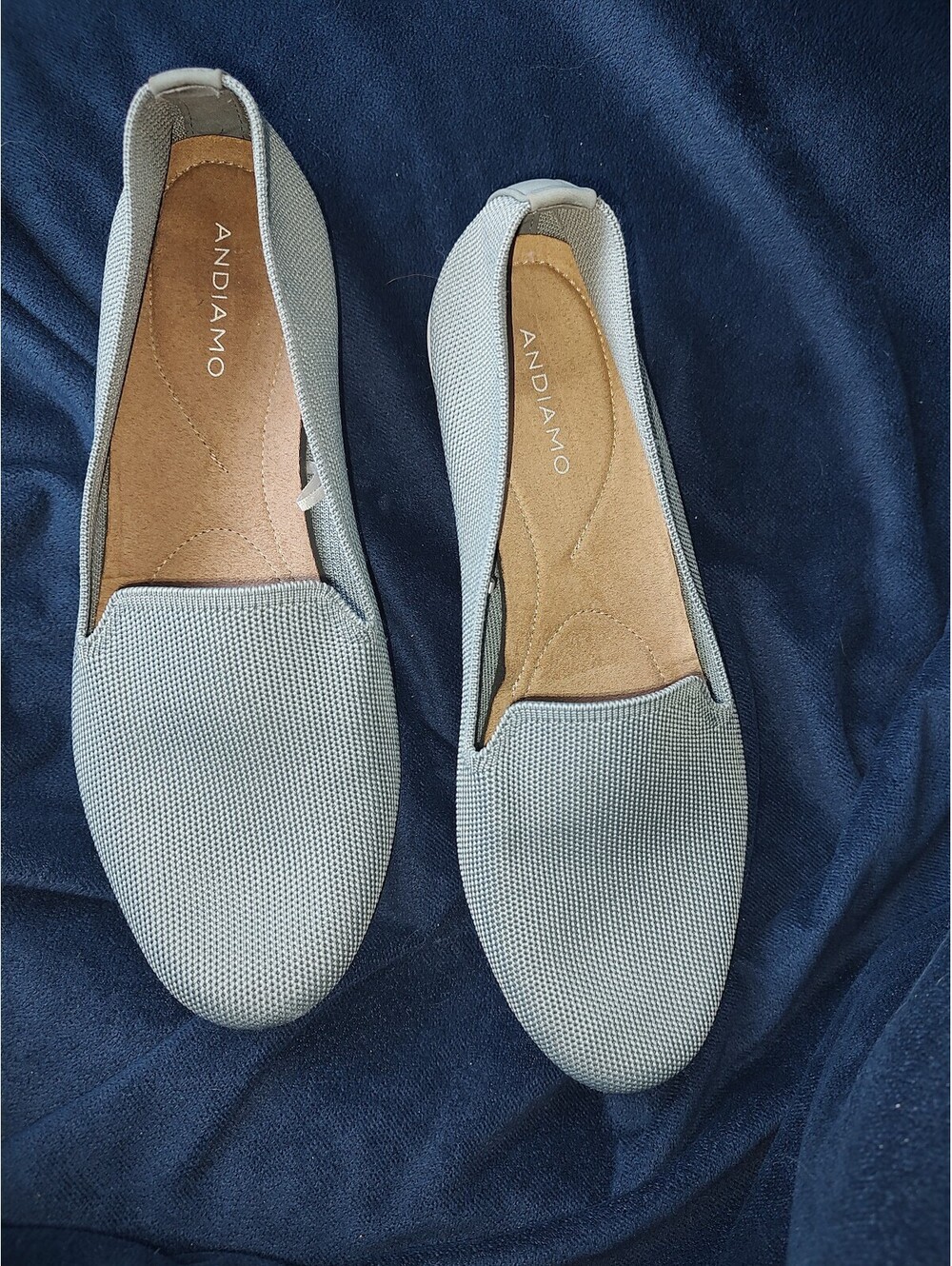 Andiamo Casper Knit Flats, Woven Slip-on Comfort Loafers Light Grey Casual Shoes